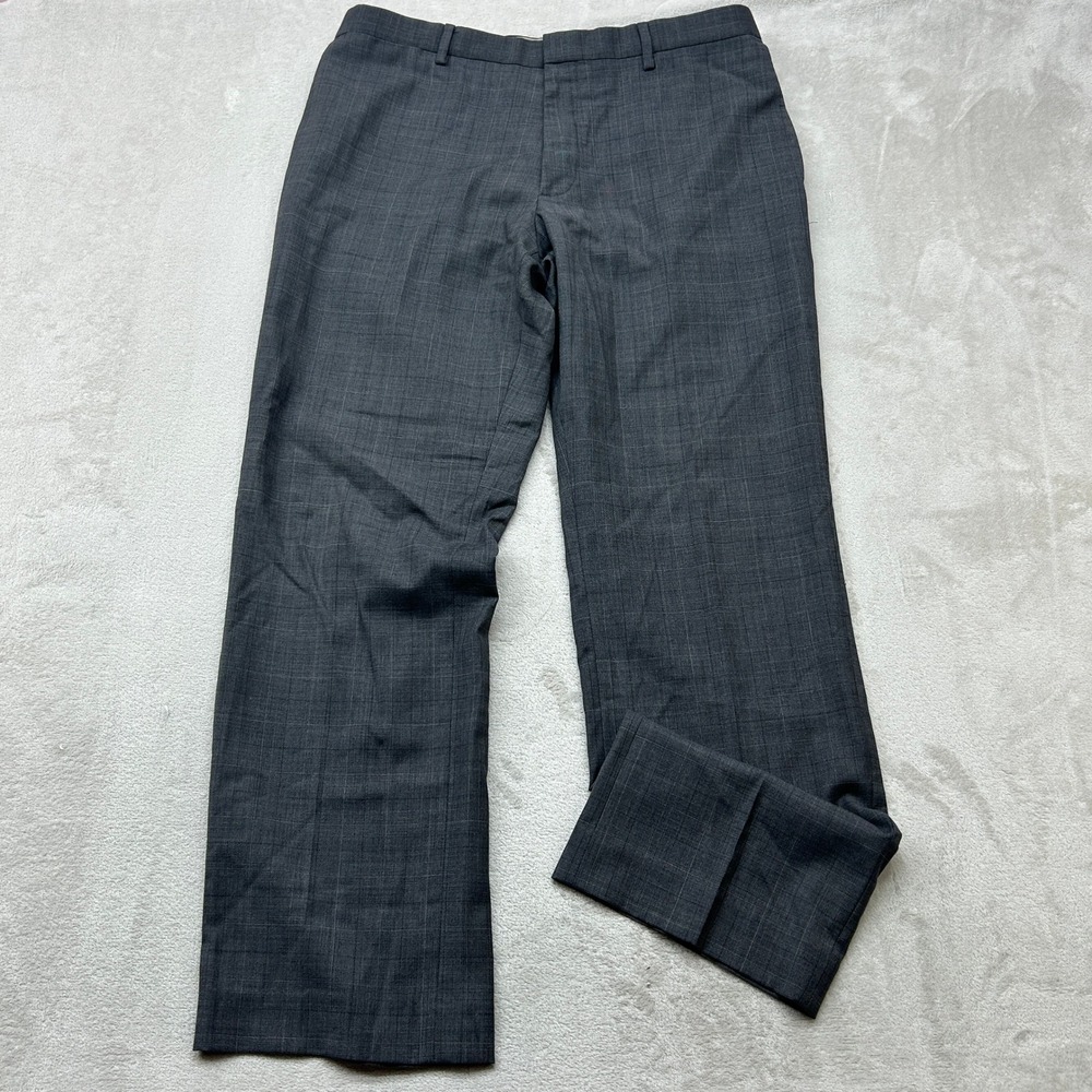 Banana Republic Dress Pants Mens 35x32 Grey Wool Blend Glen‎ Plaid Classic FIt